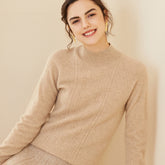 Maglione in cashmere a maniche lunghe con collo a lupetto da donna