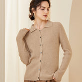 Cardigan in cashmere a maniche lunghe da donna con bottoni sul davanti
