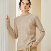 Maglione da donna in caldo cashmere a maniche lunghe con collo a lupetto