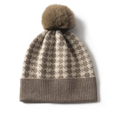 Pure cashmere pom pom hat for Women Winter Cashmere Hat