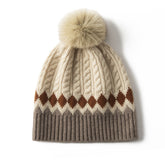cashmere pom pom hat for Women Winter Pure Cashmere Hat