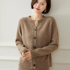 Thecashmerelife Cashmere Cardigan for Women Button Front Long Sleeve V Neck Cashmere Cardigan Tops