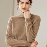 Damen-Pullover aus 100 % Kaschmir mit langen Ärmeln und Rollkragen