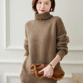 Maglione in cashmere con collo alto in maglia a coste addensato e morbido pullover
