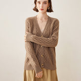 Bullone a V cavo a V-down Women's Women's 100% Cashmere Cardigan Sweater