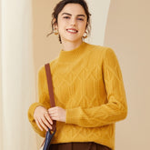 Pullover, gerippter Rand, Rundhalsausschnitt, Zopfmuster, verdickter, warmer Pullover