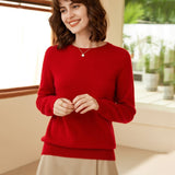 Classic Knit Pullover Women's Pure Cashmere Crewneck Sweater