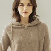 Maglione pullover lavorato a maglia con cappuccio con coulisse Felpa con cappuccio in cashmere