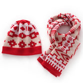 Conjunto de bufanda y gorro de pura cachemira con estampado nórdico geométrico