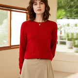 Classic Knit Pullover Women's Pure Cashmere Crewneck Sweater