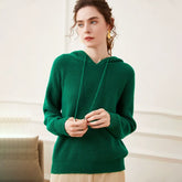 Leichter Kapuzenpullover aus Kaschmir-Waffelstrick