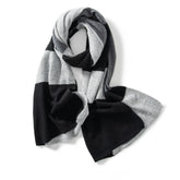 Soft Knit Wrap 100% Cashmere Block-Stripe Scarf Unisex