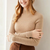 Women's 100% Cashmere Mock Neck Soft Knit Slim Fit Sweater