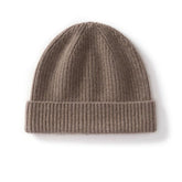 Basic Ribbed Cashmere Beanie Knit Fold-Over Thicken Winter Hat