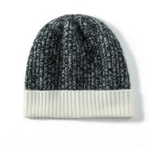 Zweifarbige, gerippte Kaschmir-Mütze aus 100 % Kaschmir