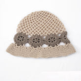 Handmade Crochet Bucket Cashmere Floral Beach Hat for Women