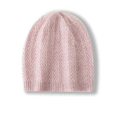 100% Cashmere Knit Slouchy Cable Beanie Ribbed Hat
