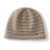 Ribbed Knit Hat Stripe Cashmere Beanie Bonnets for Women