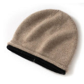 Soft Women's 100% Cashmere Double-Layer Knit Slouchy Beanie