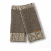 Fingerlose Unisex-Handschuhe aus Kaschmirstrick mit Chevron-Bordüre