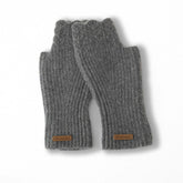 100% Cashmere Fingerless Mittens Ribbed Knit Wrist Warmers Gloves