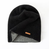 100% Cashmere Winter Beanie Double-sided Two Colors Hat
