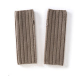 Knitted Ribbed Pure Cashmere Fingerless Mitten Gloves