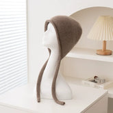 100% Cashmere Soft Knit Bonnet Hat with Ties French Braid Hat