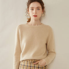 Women’s 100% Cashmere Crew Neck Knit Relaxed Fit Soft Warm Pullover Sweater