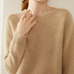Women’s 100% Cashmere Crew Neck Knit Relaxed Fit Soft Warm Pullover Sweater