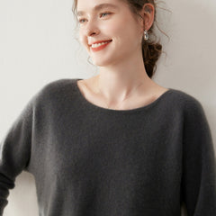 Women’s Soft Lightweight Boat Neck Knit Pullover Cashmere Wool Sweater