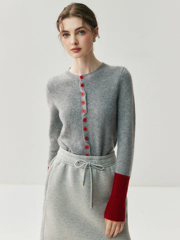 Women’s Contrast Trim Button-Up Knit Color Block Cardigan Sweater
