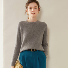 Women’s 100% Cashmere Crew Neck Knit Relaxed Fit Soft Warm Pullover Sweater