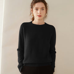 Women’s 100% Cashmere Crew Neck Knit Relaxed Fit Soft Warm Pullover Sweater