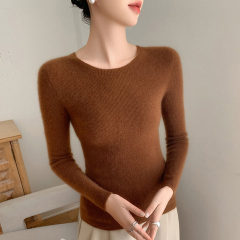 100% Cashmere Boat Neck Sweater Slim Fit Ribbed Knit Soft Pullover Top