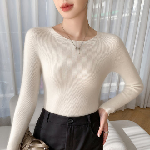100% Cashmere Boat Neck Sweater Slim Fit Ribbed Knit Soft Pullover Top
