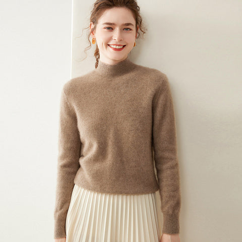 100% Cashmere Turtleneck Soft Warm Fine Knit Pullover Sweater with Ribbed Trim