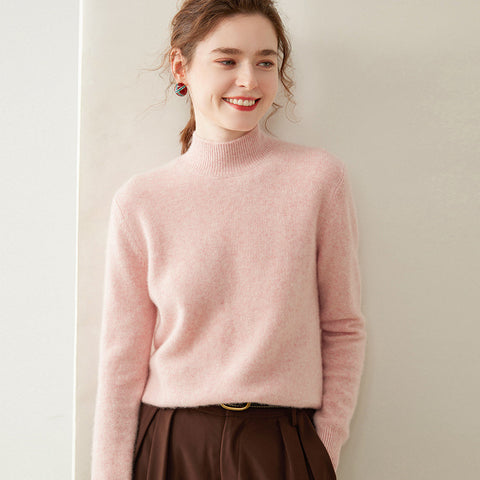 100% Cashmere Turtleneck Soft Warm Fine Knit Pullover Sweater with Ribbed Trim
