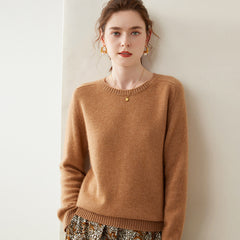Women’s 100% Cashmere Crew Neck Knit Relaxed Fit Soft Warm Pullover Sweater