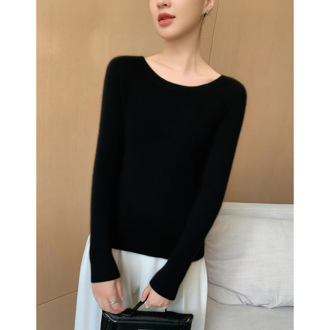 100% Cashmere Boat Neck Sweater Slim Fit Ribbed Knit Soft Pullover Top