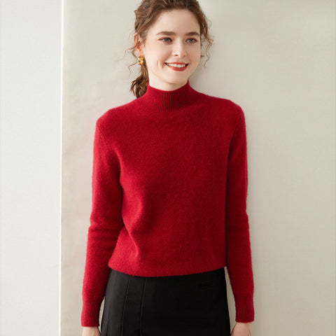 100% Cashmere Turtleneck Soft Warm Fine Knit Pullover Sweater with Ribbed Trim