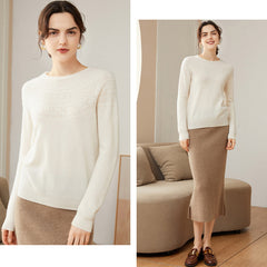 Soft Luxury Knit Lace-Yoke Sweater 100% Pure Cashmere Sweater