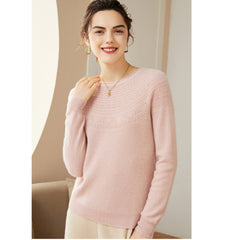 Soft Luxury Knit Lace-Yoke Sweater 100% Pure Cashmere Sweater