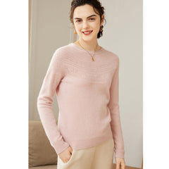 Soft Luxury Knit Lace-Yoke Sweater 100% Pure Cashmere Sweater