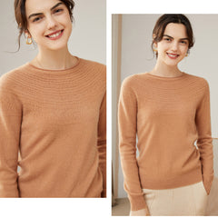 Soft Luxury Knit Lace-Yoke Sweater 100% Pure Cashmere Sweater