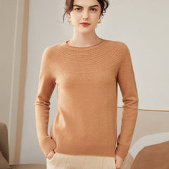 Soft Luxury Knit Lace-Yoke Sweater 100% Pure Cashmere Sweater
