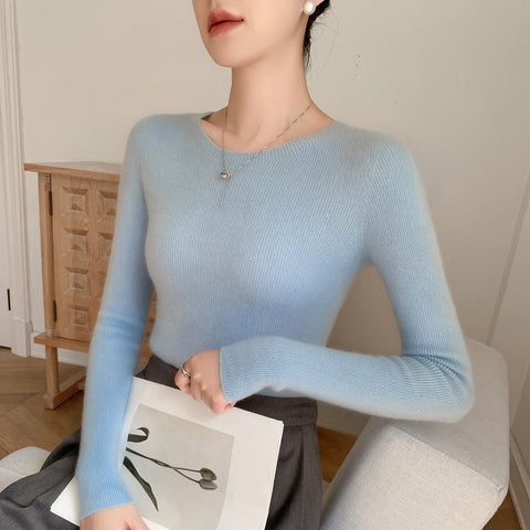 100% Cashmere Boat Neck Sweater Slim Fit Ribbed Knit Soft Pullover Top