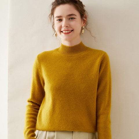 100% Cashmere Turtleneck Soft Warm Fine Knit Pullover Sweater with Ribbed Trim