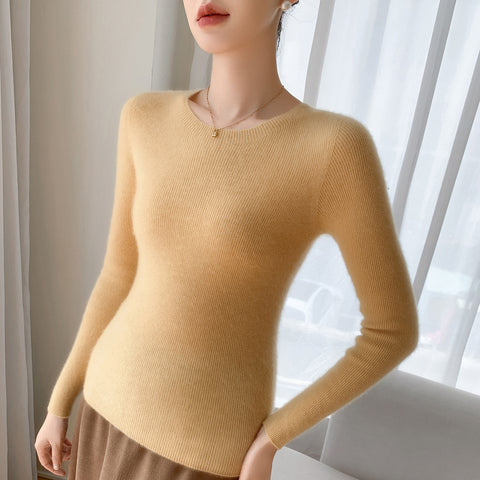 100% Cashmere Boat Neck Sweater Slim Fit Ribbed Knit Soft Pullover Top