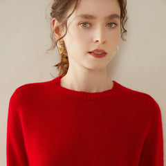 Women’s 100% Cashmere Crew Neck Knit Relaxed Fit Soft Warm Pullover Sweater